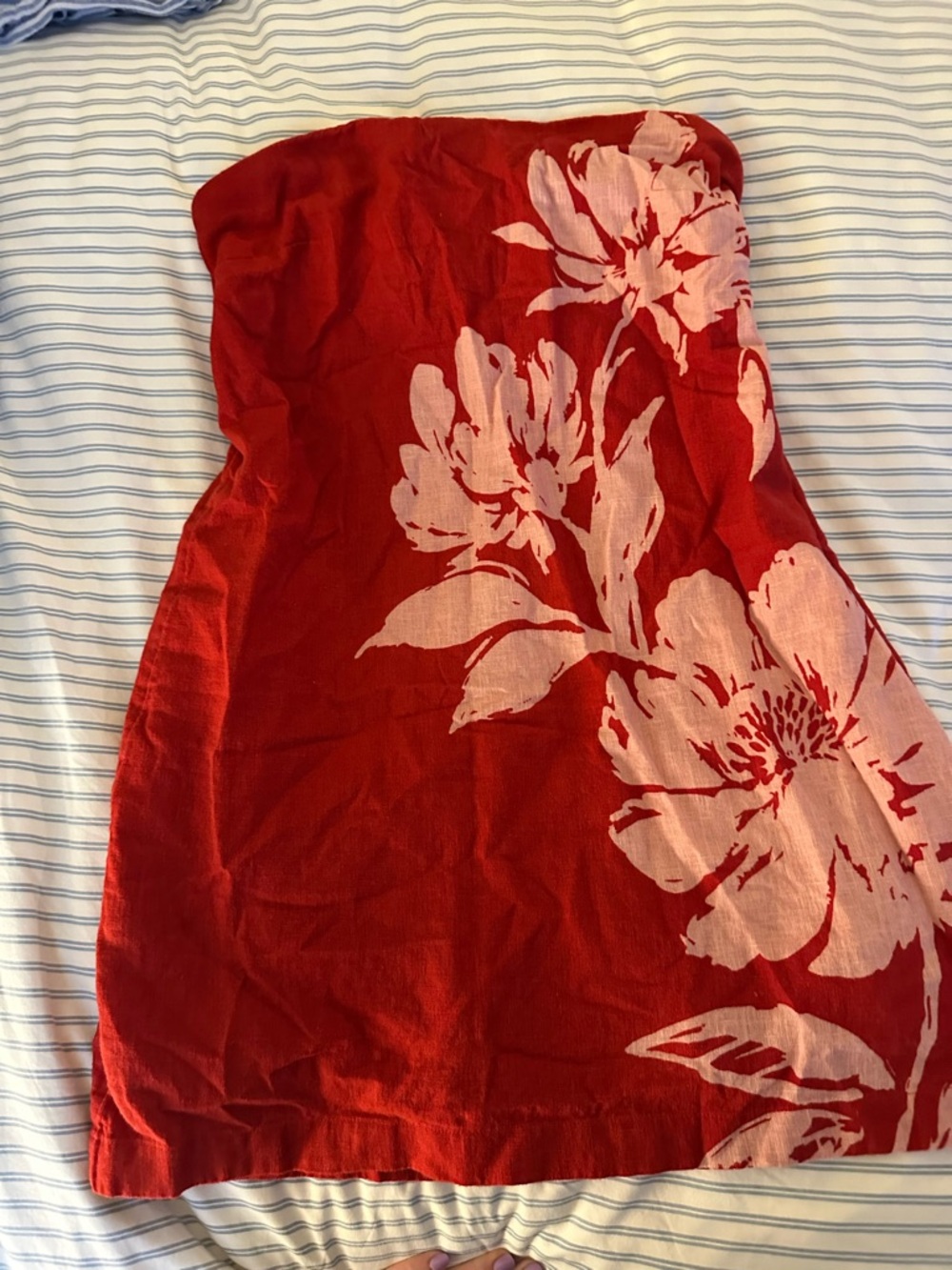 Abercrombie & Fitch Linen Strapless Floral Mini Dress